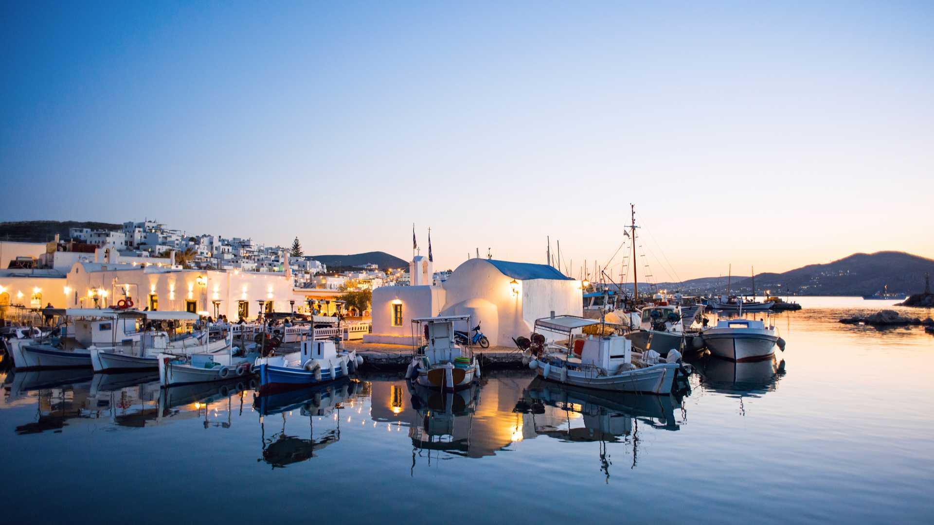 Paros island Naousa at noon